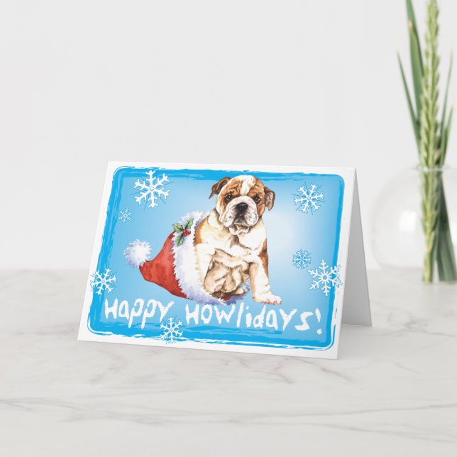 Cartes Pour Fêtes Annuelles Happy Howliday Bulldog (Devant)