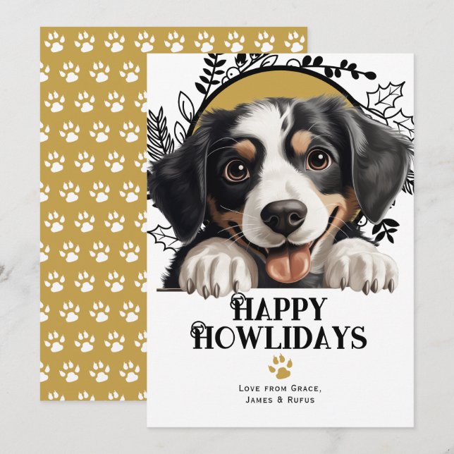 Cartes Pour Fêtes Annuelles Happy Howlidays Appenzeller Sennenhund Chien (Devant / Derrière)