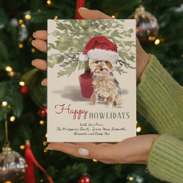 Cartes Pour Fêtes Annuelles Happy Howlidays Aquarelle Yorkshire Terrier