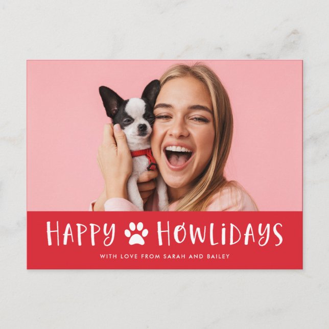 Cartes Pour Fêtes Annuelles Happy Howlidays avec photo | Noël de chien drôle (Devant)