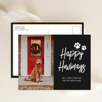 Happy Howlidays Black Calligraphy Pet Photo