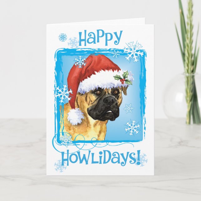 Cartes Pour Fêtes Annuelles Happy Howlidays Bullmastiff (Devant)