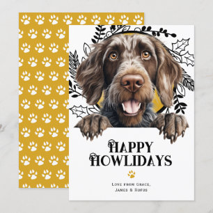 Cartes Pour Fêtes Annuelles Happy Howlidays Chien À poils durs allemand Pointe