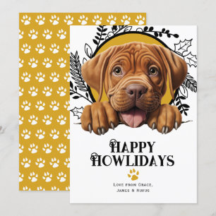 Cartes Pour Fêtes Annuelles Happy Howlidays dogue de bordeaux Chien