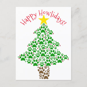 Cartes Pour Fêtes Annuelles Happy Howlidays Fun Amoureux des chiens Empreinte 