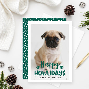 Cartes Pour Fêtes Annuelles Happy Howlidays Green Puppy Chig Photo