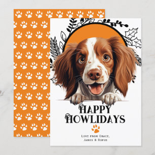 Cartes Pour Fêtes Annuelles Happy Howlidays Irlandais Red and White Setter Dog