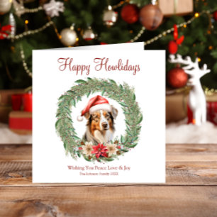Cartes Pour Fêtes Annuelles Happy Howlidays mignon chien berger australien