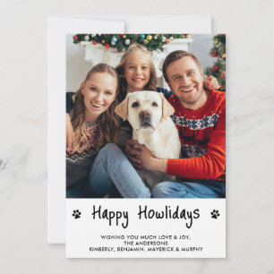 Cartes Pour Fêtes Annuelles Happy HOWLidays noir blanc chiot chien animal phot