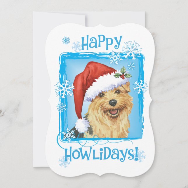 Cartes Pour Fêtes Annuelles Happy Howlidays Norfolk Terrier (Devant)