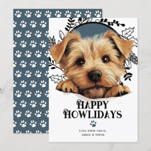 Cartes Pour Fêtes Annuelles Happy Howlidays Norfolk Terrier Dog