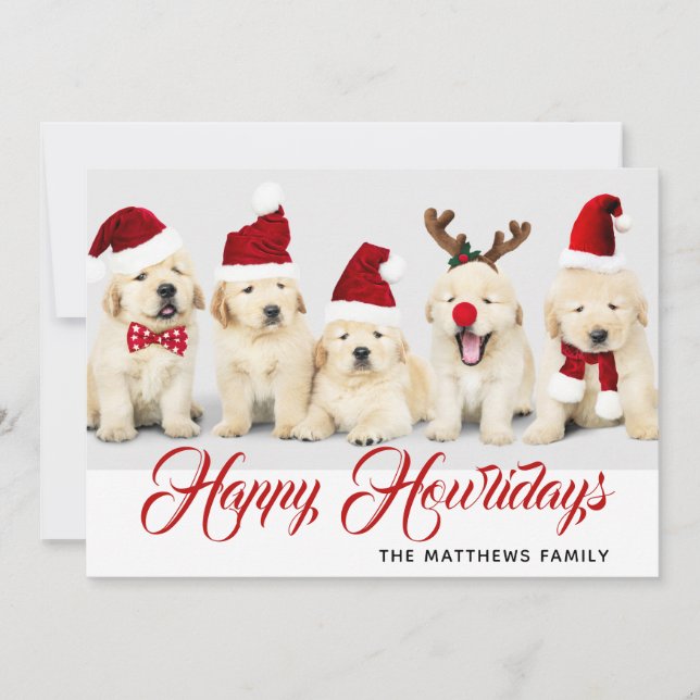 Cartes Pour Fêtes Annuelles Happy Howlidays Pet Dog Holiday Photo | Noël (Devant)
