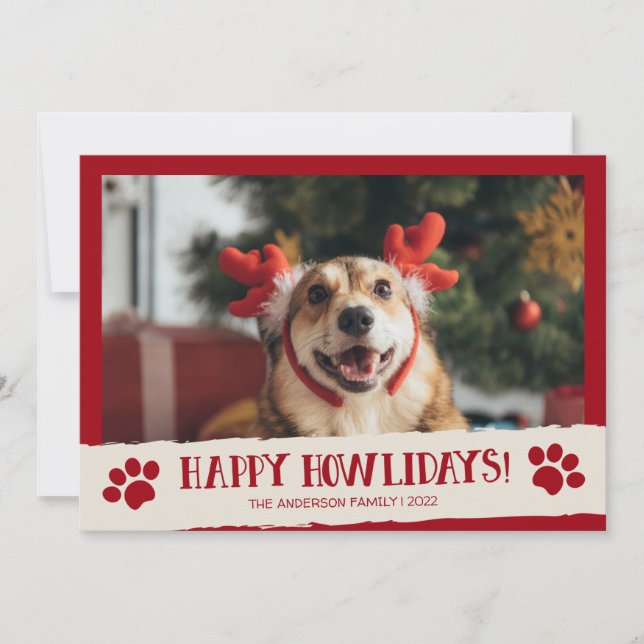 Cartes Pour Fêtes Annuelles Happy Howlidays Pet Dog Photo Christmas Card (Devant)