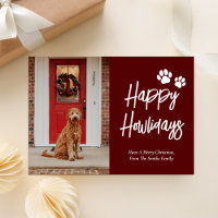 Happy Howlidays Red Calligraphy Pet Photo