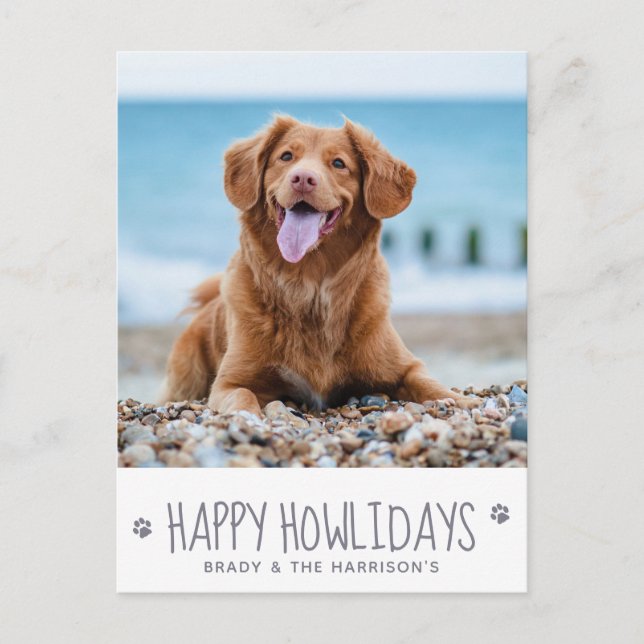 Cartes Pour Fêtes Annuelles Happy Howlidays Simple Cute Pet Dog (Devant)