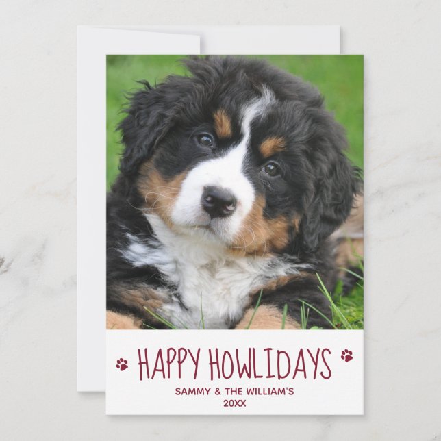 Cartes Pour Fêtes Annuelles Happy Howlidays Simple Cute Pet Dog (Devant)