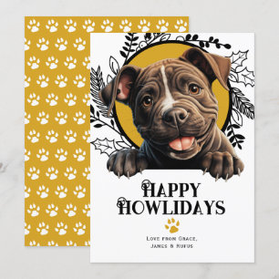 Cartes Pour Fêtes Annuelles Happy Howlidays Staffordshire Bull Terrier Chien