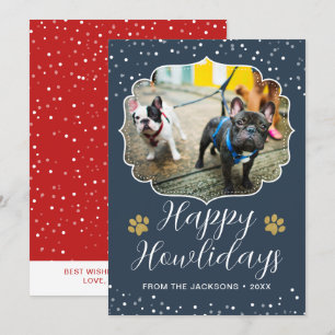 Cartes Pour Fêtes Annuelles Happy Howlidays White Script Pet Chien photo