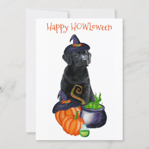 Cartes Pour Fêtes Annuelles Happy HOWLoween mignon Black Labrador Chien chiot