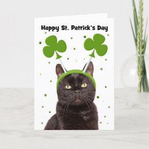 Cartes Pour Fêtes Annuelles Happy Jour de la Saint Patrick Chat noir en Shamro