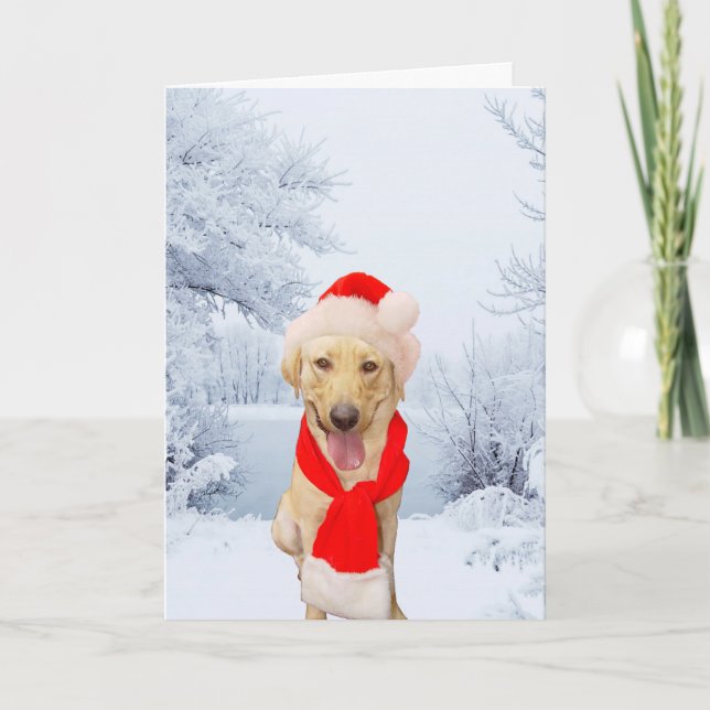Cartes Pour Fêtes Annuelles Happy Lab Père Noël White Christmas (Devant)
