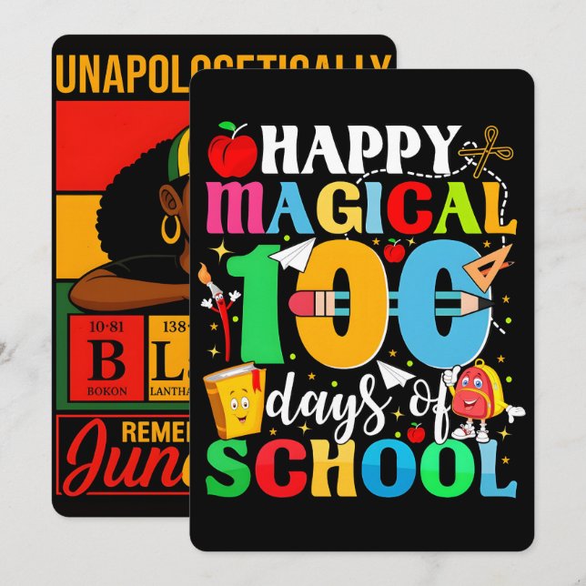 Cartes Pour Fêtes Annuelles Happy magical 100 days school 2026 Poster  (Devant / Derrière)