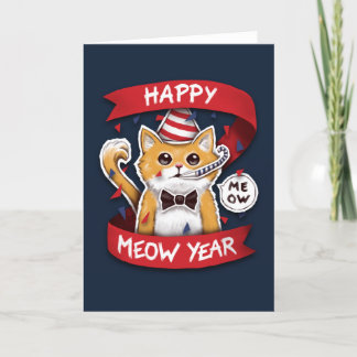 Cartes Pour Fêtes Annuelles Happy Meow Year - Chat Bonne Année