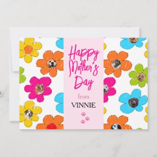 Cartes Pour Fêtes Annuelles Happy Mother's Day mignon Flower Dog Photo Collage