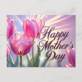 Cartes Pour Fêtes Annuelles Happy Mother's Day Pink Tulip Flowers 