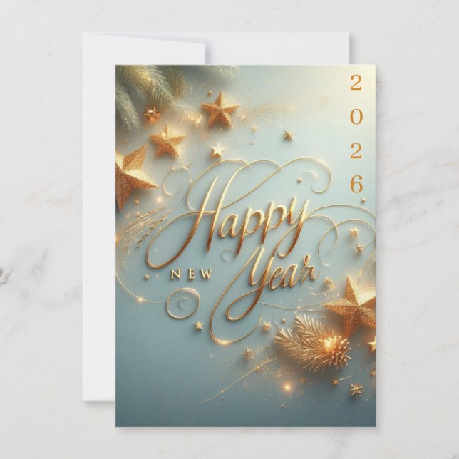 Cartes Pour Fêtes Annuelles Happy New Year 2026 Greeting Card | Elegant  (Devant)