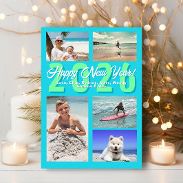 Cartes Pour Fêtes Annuelles Happy New Year Aqua Multi-photo