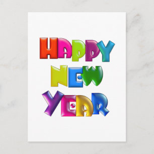 Cartes Pour Fêtes Annuelles HAPPY NEW YEAR fun 3D-like Greeting Cards