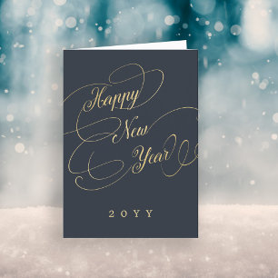 Cartes Pour Fêtes Annuelles Happy New Year or script entreprise entreprise