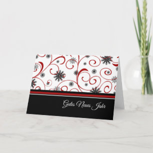 Cartes Pour Fêtes Annuelles Happy New Year Red White Snowflakes German