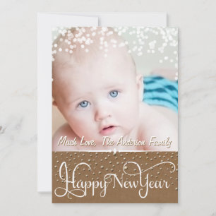 Cartes Pour Fêtes Annuelles Happy New Year Rustic Wood Sparkle Stars Christmas