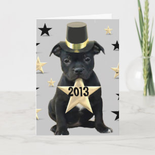 Cartes Pour Fêtes Annuelles Happy New Year Staffordshire Bull Terrier