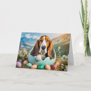 Cartes Pour Fêtes Annuelles Happy Pâques Bassett chien de chien