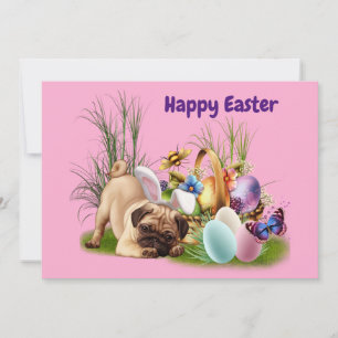 Cartes Pour Fêtes Annuelles Happy Pâques Pub chien Flat Holiday Card