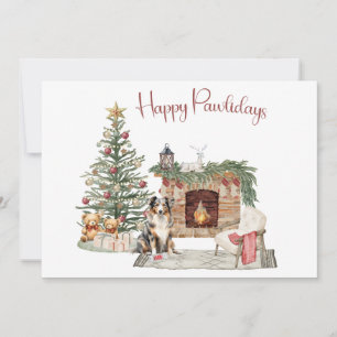 Cartes Pour Fêtes Annuelles Happy Pawlidays Chien Design - Australian Shepherd