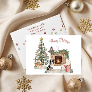 Cartes Pour Fêtes Annuelles Happy Pawlidays Chien Design - Collie