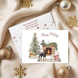 Cartes Pour Fêtes Annuelles Happy Pawlidays Chien Design - Doberman Pinscher