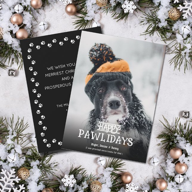 Cartes Pour Fêtes Annuelles Happy Pawlidays Dog Photo Christmas (Happy Pawlidays dog photo Christmas holiday cards, PRINTED and/or INSTANT DOWNLOAD)