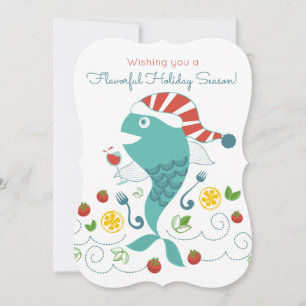 Cartes Pour Fêtes Annuelles Happy restaurant de chef de vin de poisson pour No