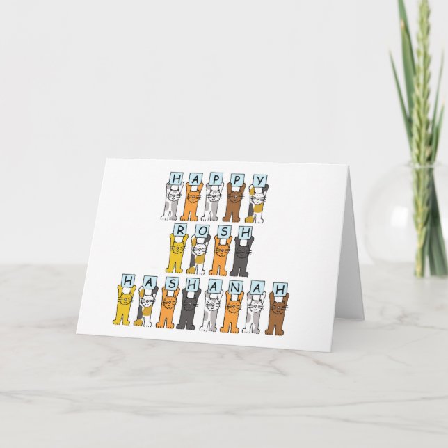 Cartes Pour Fêtes Annuelles Happy Rosh Hashanah Cartoon Cats (Devant)