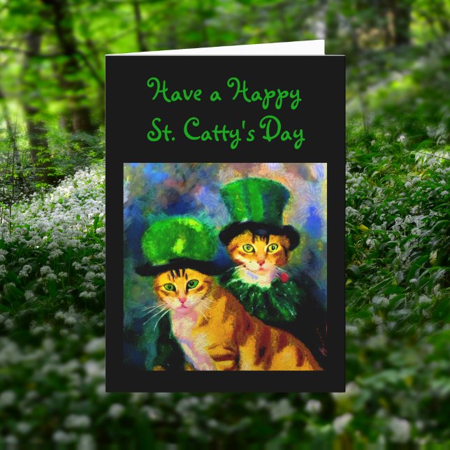 Cartes Pour Fêtes Annuelles Happy Saint Catty's Day Festive Chats en Casquette (Créateur téléchargé)