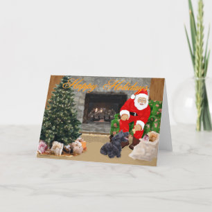 Cartes Pour Fêtes Annuelles Happy Scottish Terrier & Père Noël
