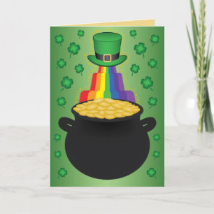 Cartes Pour Fêtes Annuelles Happy St.Patrick’s Day Clover/Rainbow/Pot of Gold 