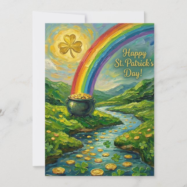 Cartes Pour Fêtes Annuelles Happy St. Patrick's Day Pot of Gold Rainbow (Devant)