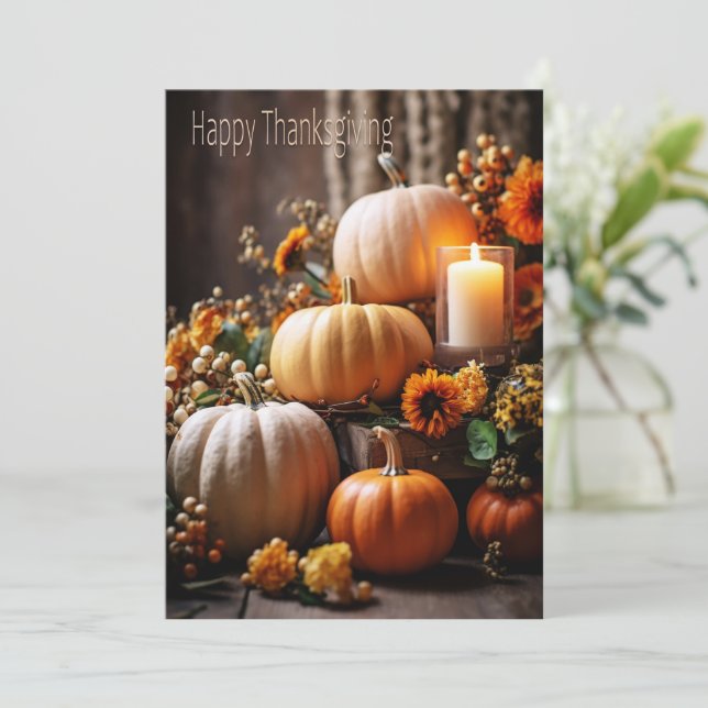 Cartes Pour Fêtes Annuelles Happy Thanksgiving (Debout devant)