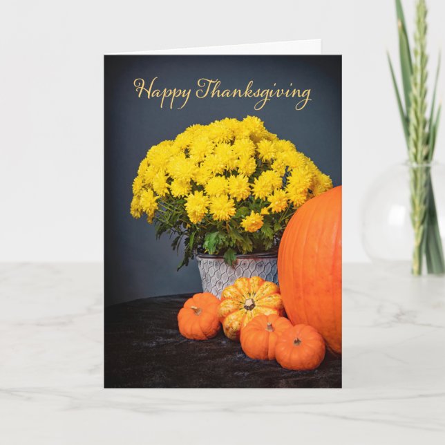 Cartes Pour Fêtes Annuelles Happy Thanksgiving For Anyone Mums and Pumpkins  (Devant)